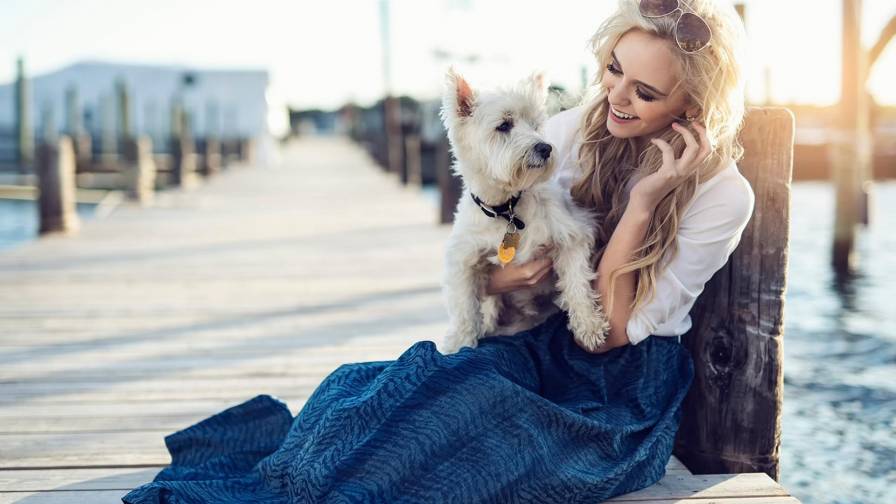 1920x1200 Girl Dog Beach Marina Photoshoot