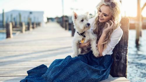 1920x1200 Girl Dog Beach Marina Photoshoot