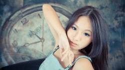 Asian Girl Look Blue Eyes