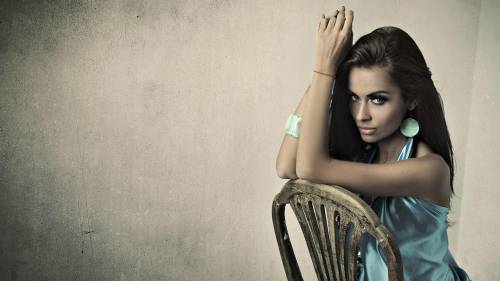 Beautiful Brunette Girl Chair Photo