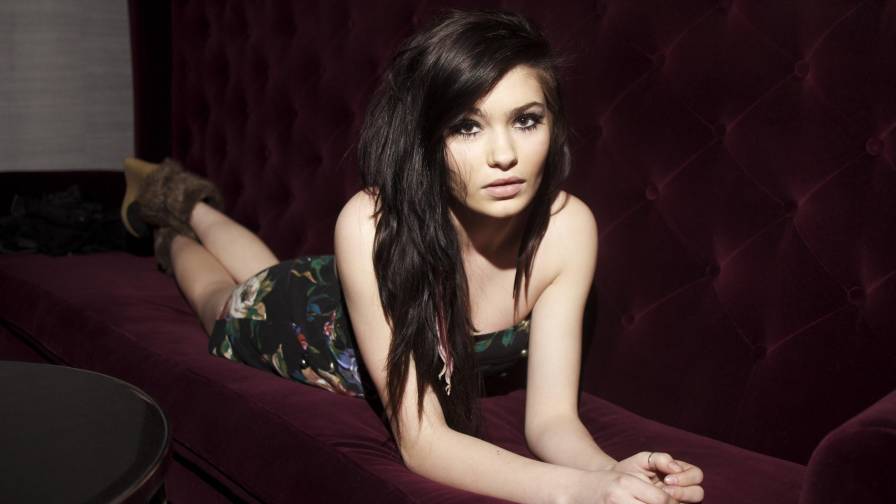 Beautiful Brunette Girl Sofa
