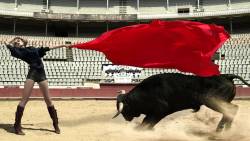 Beautiful Girl Bull Fighting