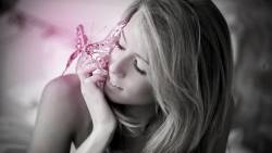 Beauty Girl And Pink Butterfly