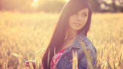 Brunette Girl Field Summer