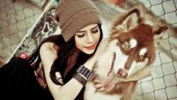 Cute Girl With Dog