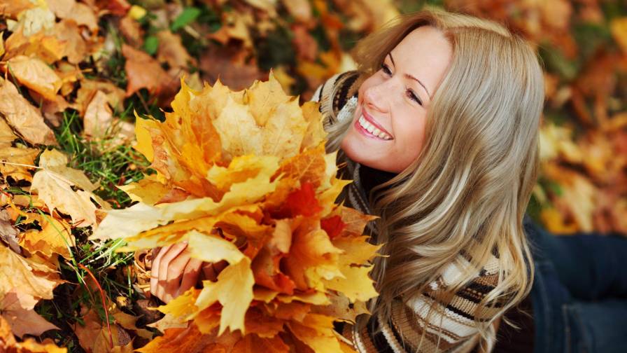 Girl Autumn Leaves