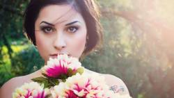 Girl Look Portrait Flowers