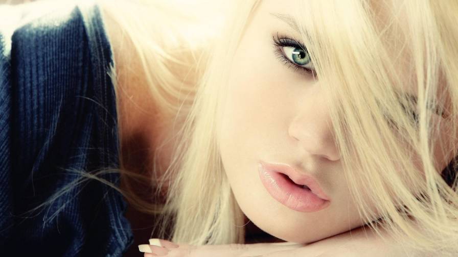 Portrait Cute Blonde Girl Beautiful