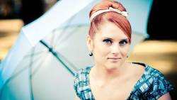 Redhead Blue Eyes Girl Umbrella Mood