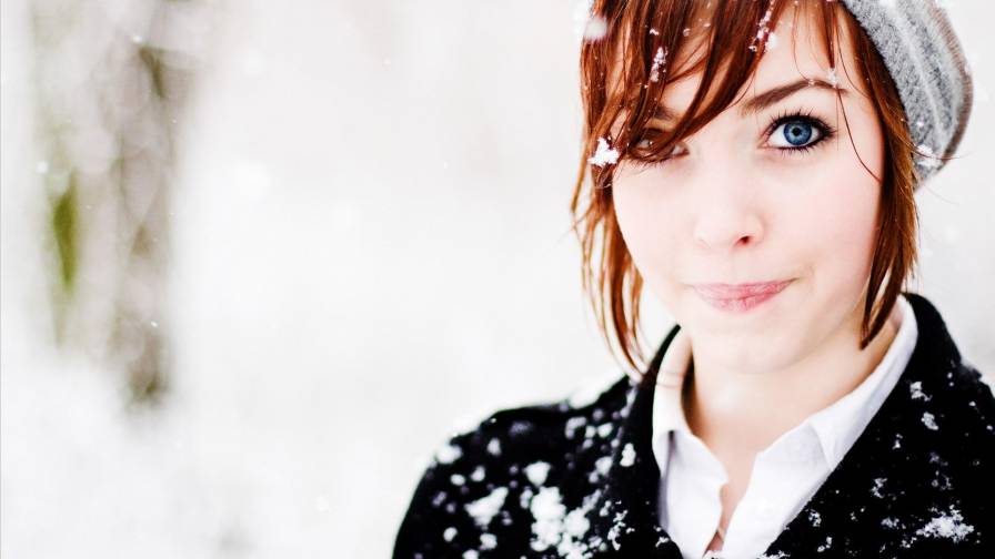 Redhead Blue Eyes Winter