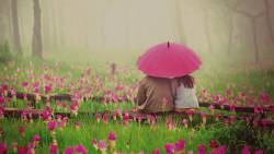 Romantic Couple Under Umbrella 2560x1600