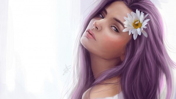 Девушка с цветком в волосах обои hd