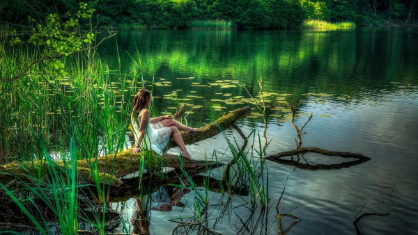 Лето, озеро, ставок, фото девушки, красота, пейзаж, картинки, обои