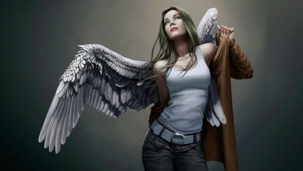 Девушка-ангел, девушка с крыльями, красивая девушка, фэнтези картинки на рабочий стол