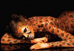 1920x1200 Оригинальный Боди Арт - девушка леопард