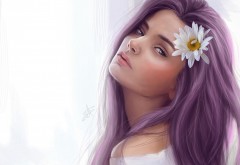 Девушка с цветком в волосах обои hd