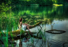 Лето, озеро, ставок, фото девушки, красота, пейзаж, карт�…